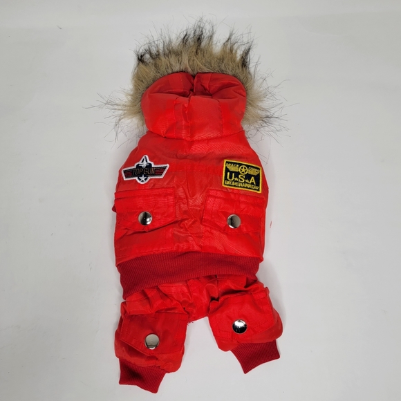 Unbranded Other - NEW! Dog Winter Fleece Coat - Suit Fleece lined XS Patches Flight Jacket